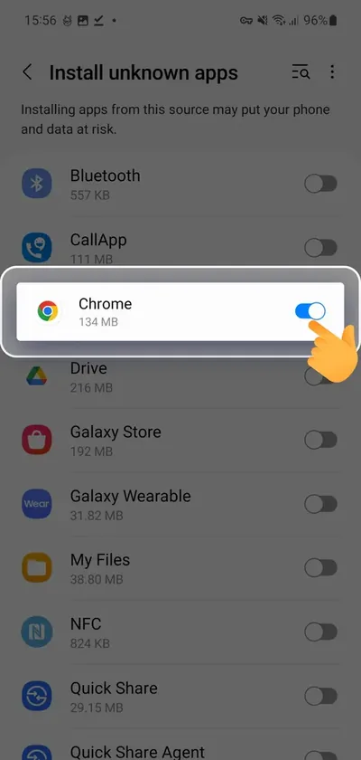 Разрешение за инсталиране от неизвестни източници за Chrome